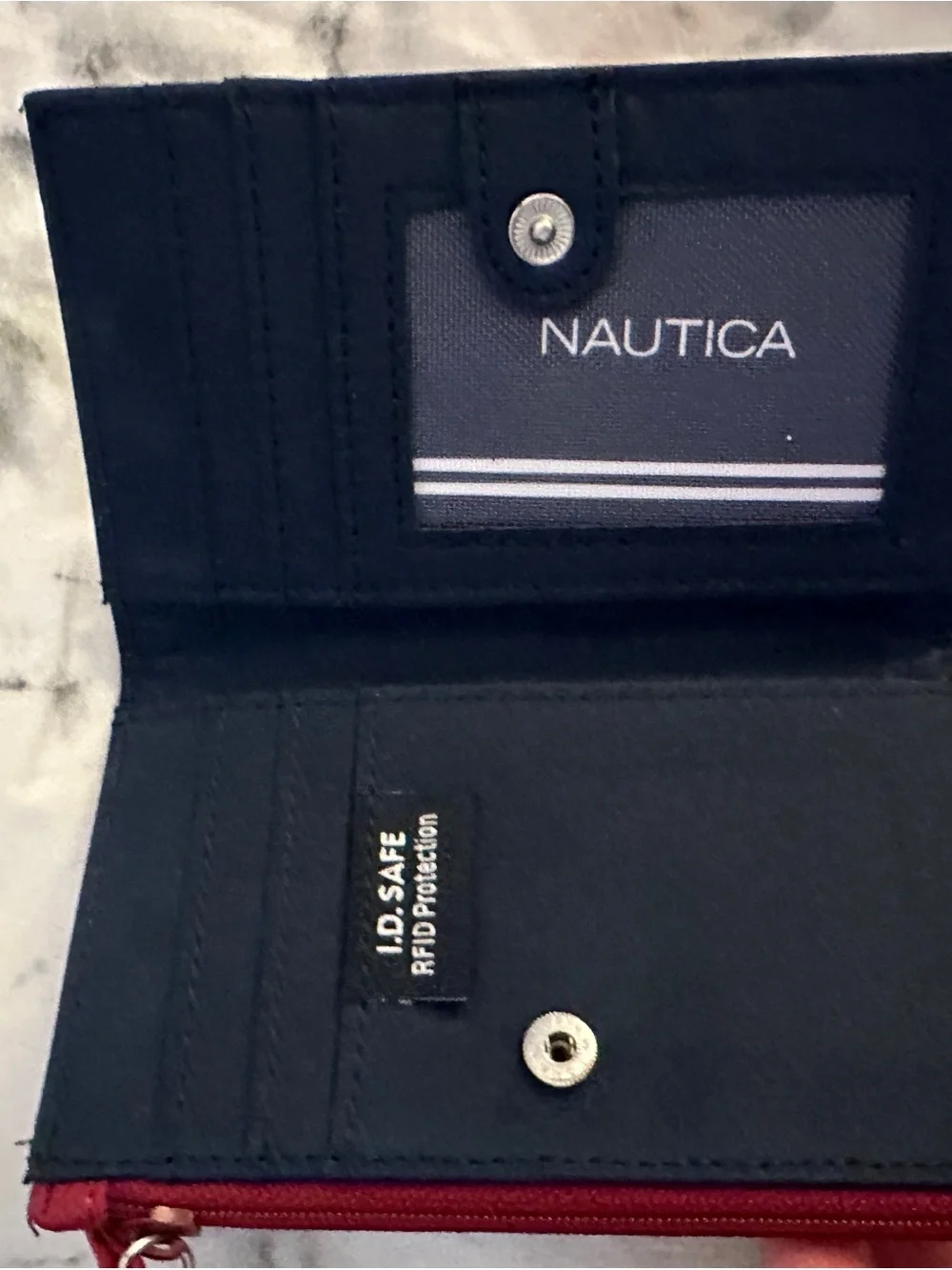 Nautica Embossed Red Zip Card Wallet
